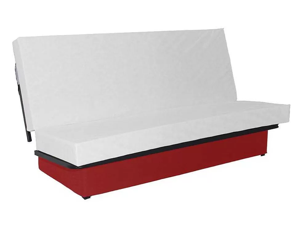 Vente-unique Sofá Cama Clic Clac 100% Algodao Com Espaco De Arrumação Cor Vermelho - Farwest Ii* Sofá Cama Clic-Clac E Dobravel