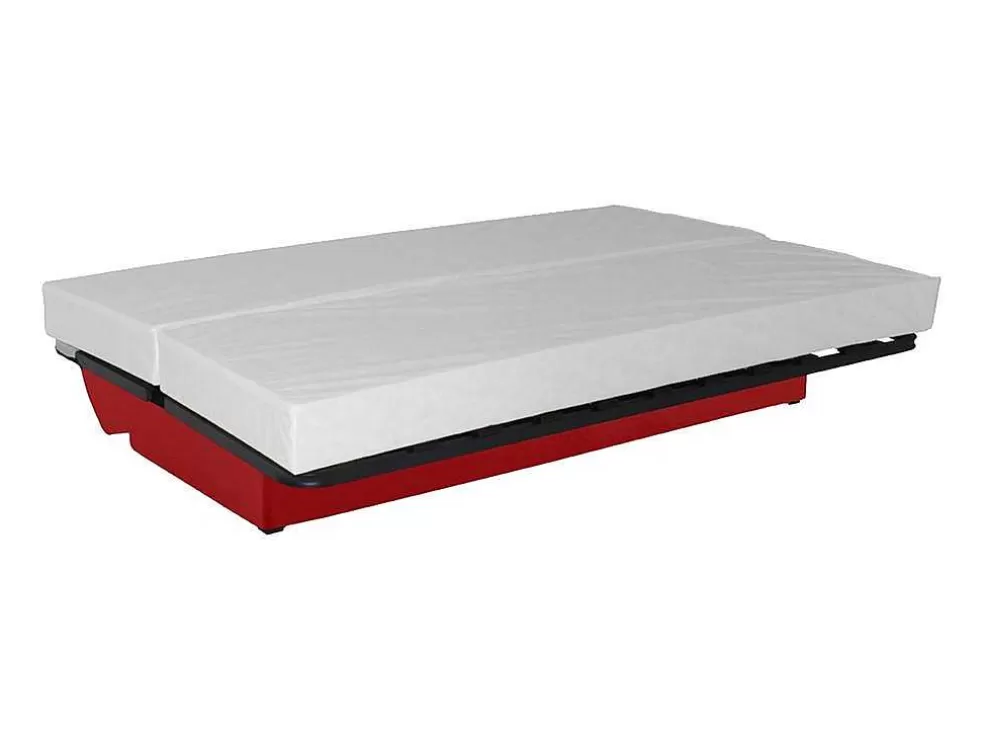 Vente-unique Sofá Cama Clic Clac 100% Algodao Com Espaco De Arrumação Cor Vermelho - Farwest Ii* Sofá Cama Clic-Clac E Dobravel