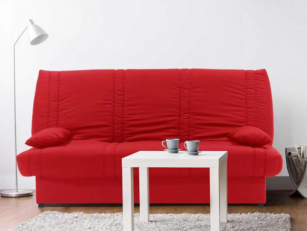 Vente-unique Sofá Cama Clic Clac 100% Algodao Com Espaco De Arrumação Cor Vermelho - Farwest Ii* Sofá Cama Clic-Clac E Dobravel