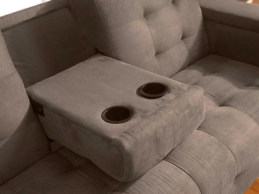 Vente-unique Sofá Cama Clic Clac De 3 Lugares Em Microfibra Com Mesinha De Centro Rebatível Castanho - Devonshire* Sofá Cama Clic-Clac E Dobravel