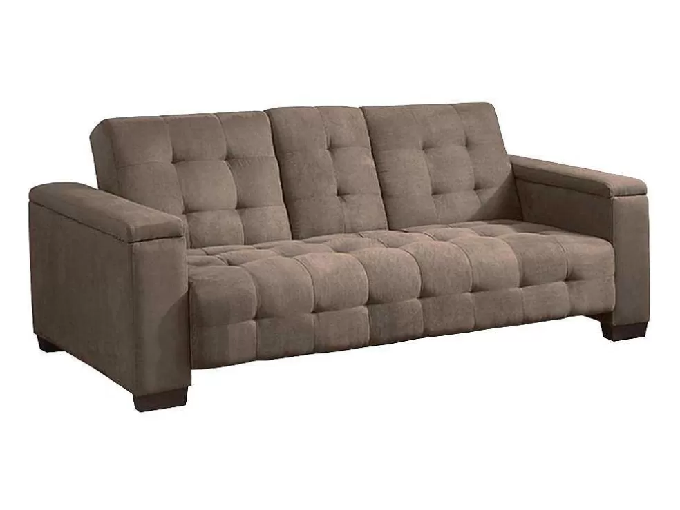 Vente-unique Sofá Cama Clic Clac De 3 Lugares Em Microfibra Com Mesinha De Centro Rebatível Castanho - Devonshire* Sofá Cama Clic-Clac E Dobravel