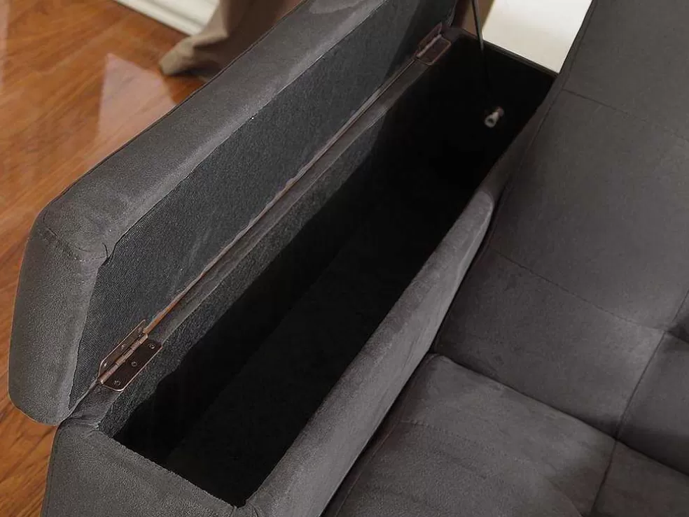 Vente-unique Sofá Cama Clic Clac De 3 Lugares Em Microfibra Com Mesinha De Centro Rebatível Cinzento - Devonshire* Sofá Cama Clic-Clac E Dobravel