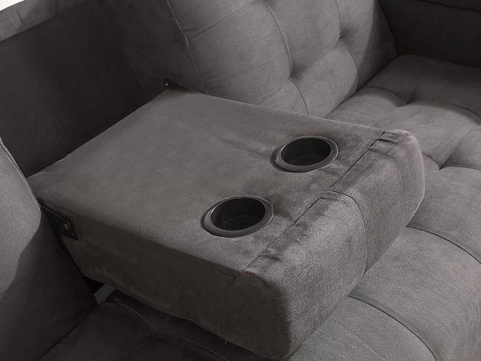 Vente-unique Sofá Cama Clic Clac De 3 Lugares Em Microfibra Com Mesinha De Centro Rebatível Cinzento - Devonshire* Sofá Cama Clic-Clac E Dobravel