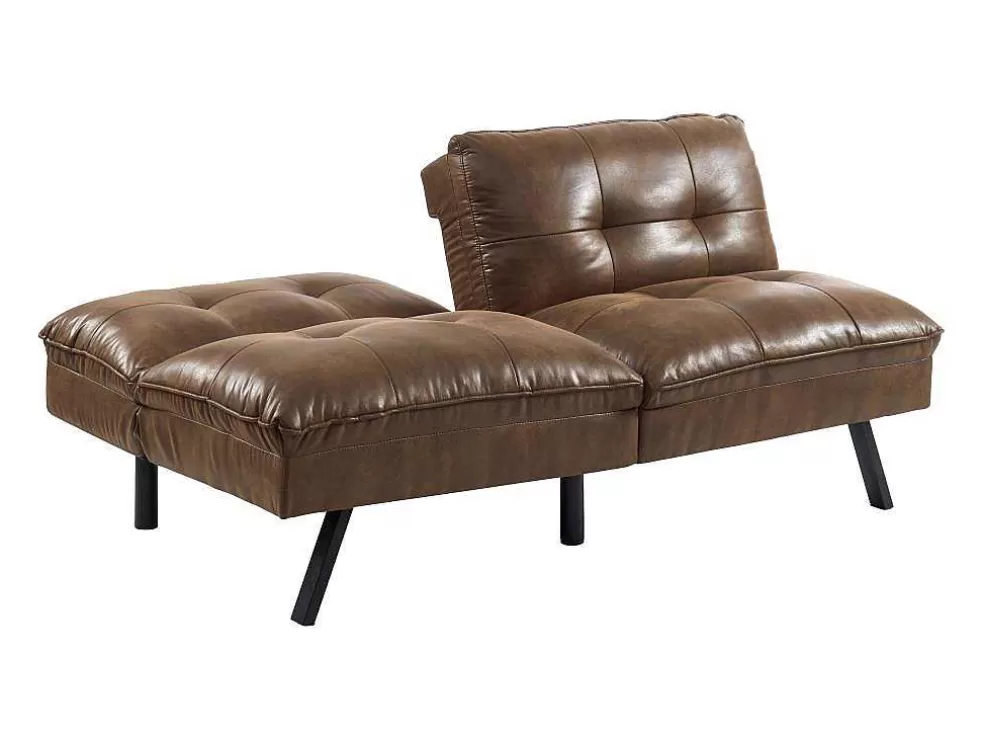 Vente-unique Sofá Cama Clic Clac De 3 Lugares Em Microfibra Envelhecida Castanho - Pegula* Sofá Cama Clic-Clac E Dobravel