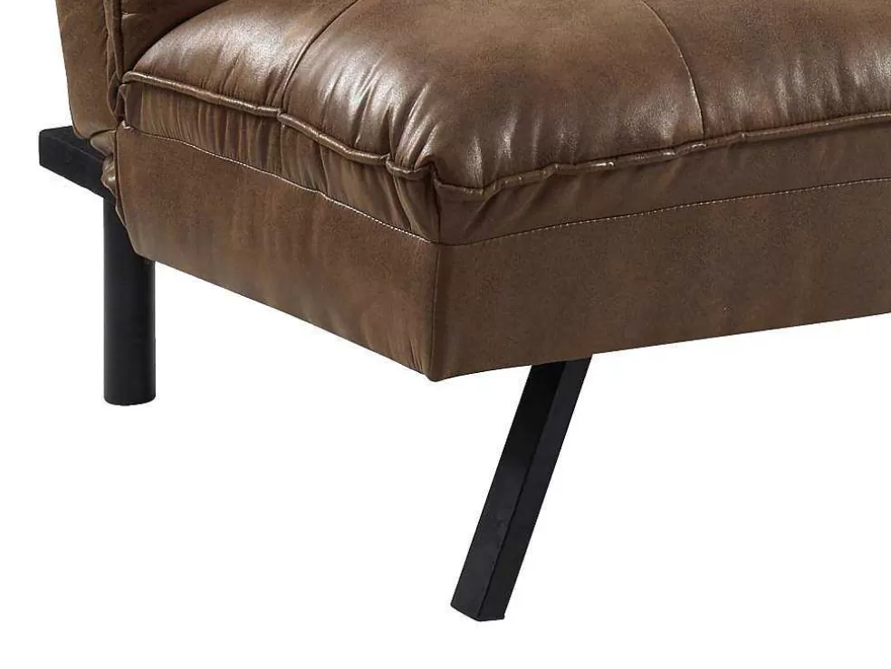 Vente-unique Sofá Cama Clic Clac De 3 Lugares Em Microfibra Envelhecida Castanho - Pegula* Sofá Cama Clic-Clac E Dobravel