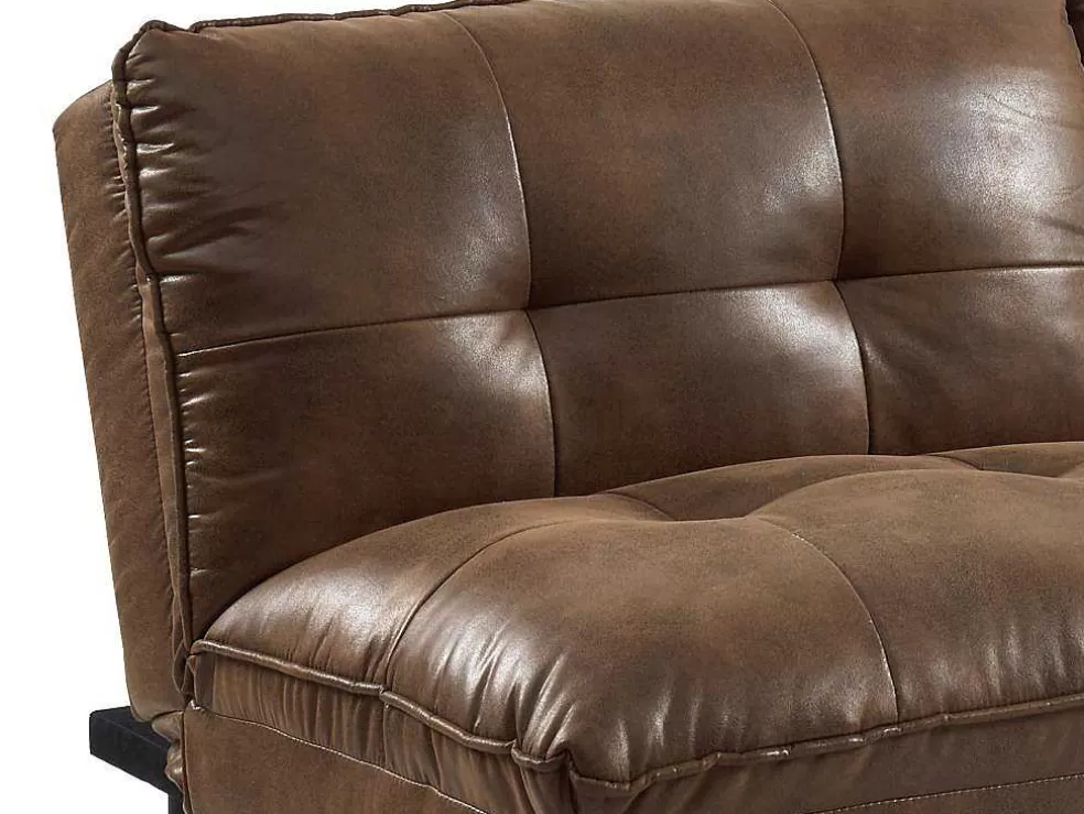 Vente-unique Sofá Cama Clic Clac De 3 Lugares Em Microfibra Envelhecida Castanho - Pegula* Sofá Cama Clic-Clac E Dobravel