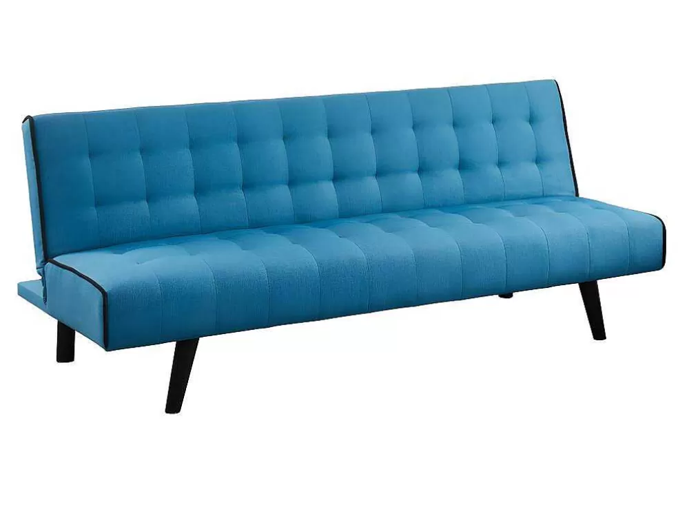 Vente-unique Sofá Cama Clic Clac De 3 Lugares Em Tecido Azul E Contornos Pretos - Bayou* Sofá Cama Clic-Clac E Dobravel