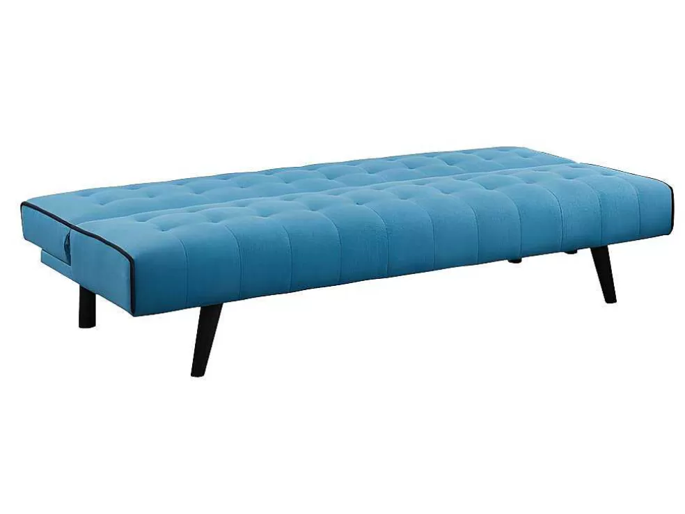 Vente-unique Sofá Cama Clic Clac De 3 Lugares Em Tecido Azul E Contornos Pretos - Bayou* Sofá Cama Clic-Clac E Dobravel