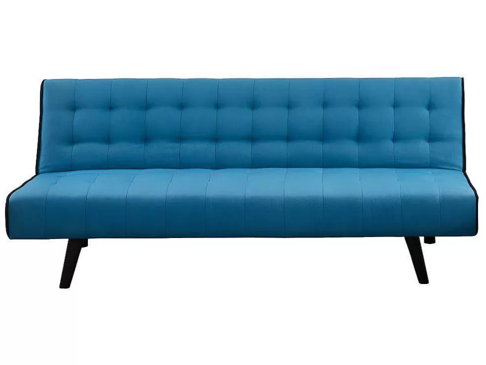 Vente-unique Sofá Cama Clic Clac De 3 Lugares Em Tecido Azul E Contornos Pretos - Bayou* Sofá Cama Clic-Clac E Dobravel