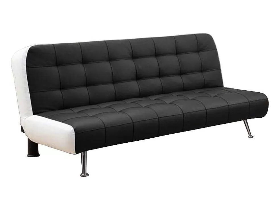 Vente-unique Sofá Cama Clic Clac E Pufe De Pele Sintética Preto - Murni* Sofá Cama Clic-Clac E Dobravel