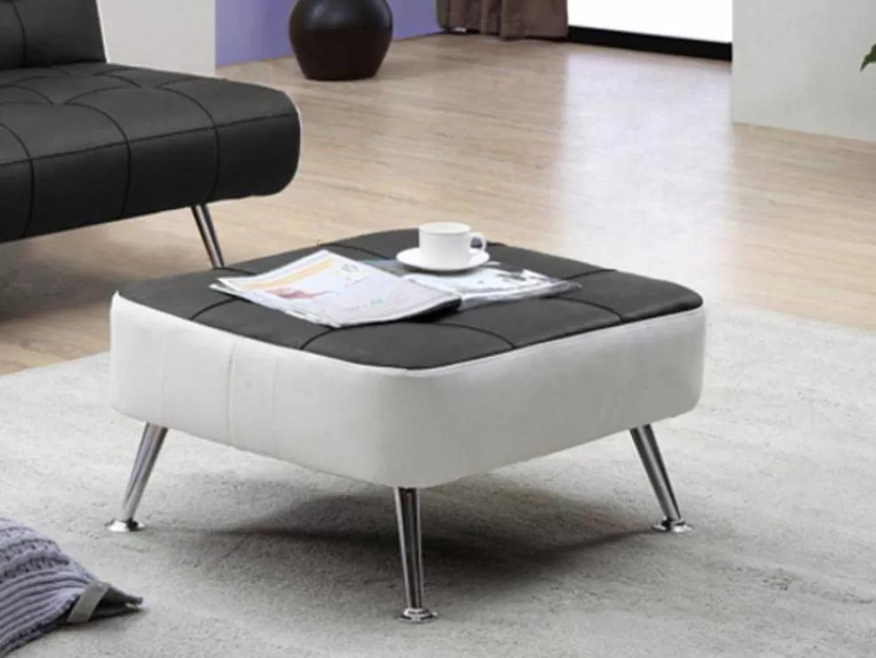 Vente-unique Sofá Cama Clic Clac E Pufe De Pele Sintética Preto - Murni* Sofá Cama Clic-Clac E Dobravel