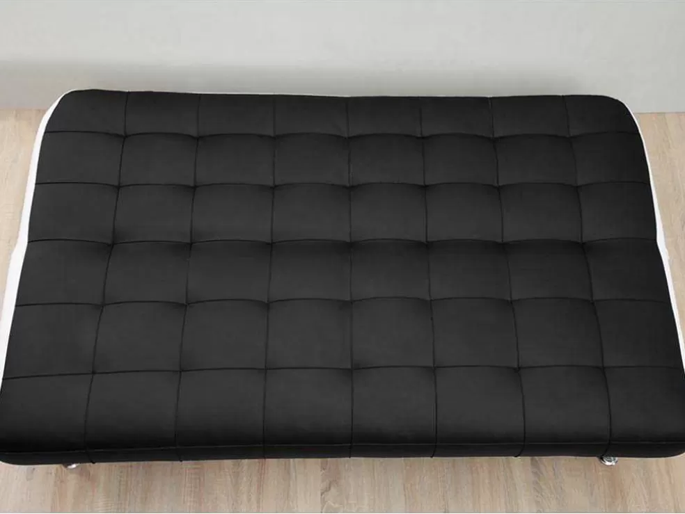 Vente-unique Sofá Cama Clic Clac E Pufe De Pele Sintética Preto - Murni* Sofá Cama Clic-Clac E Dobravel