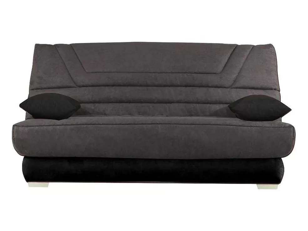 Vente-unique Sofá Cama Clic Clac Em Microfibra Com Colchão Bultex Em Cinzento E Preto - Tulsa* Sofá Cama Clic-Clac E Dobravel