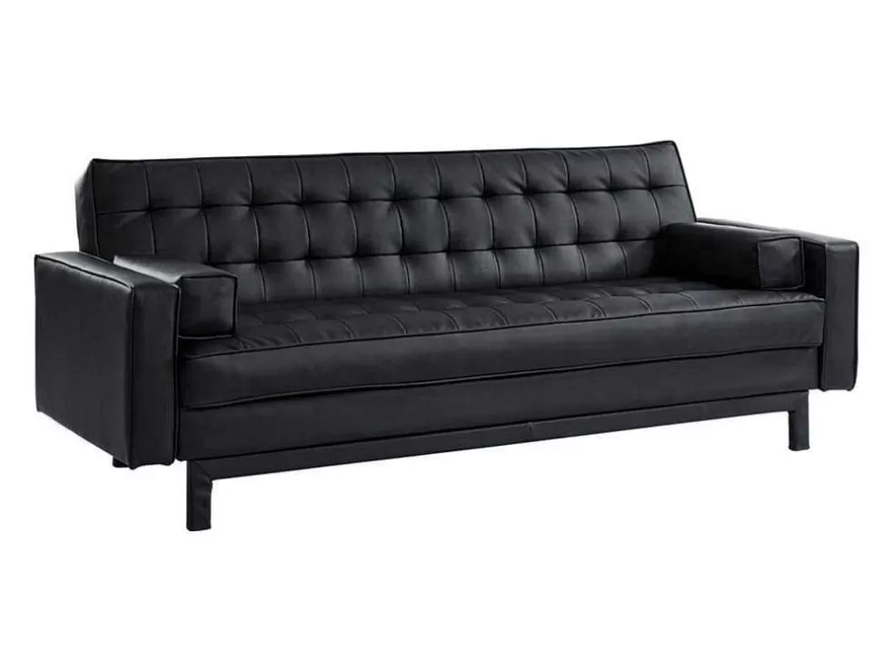 Vente-unique Sofá Cama Clic Clac Em Pele Sintética Preto - Eleanor* Sofá Cama Clic-Clac E Dobravel