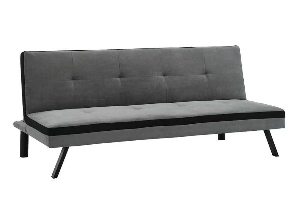 Vente-unique Sofá Cama Clic Clac Em Tecido Cinzento E Faixa Em Preto - Skala* Sofá Cama Clic-Clac E Dobravel
