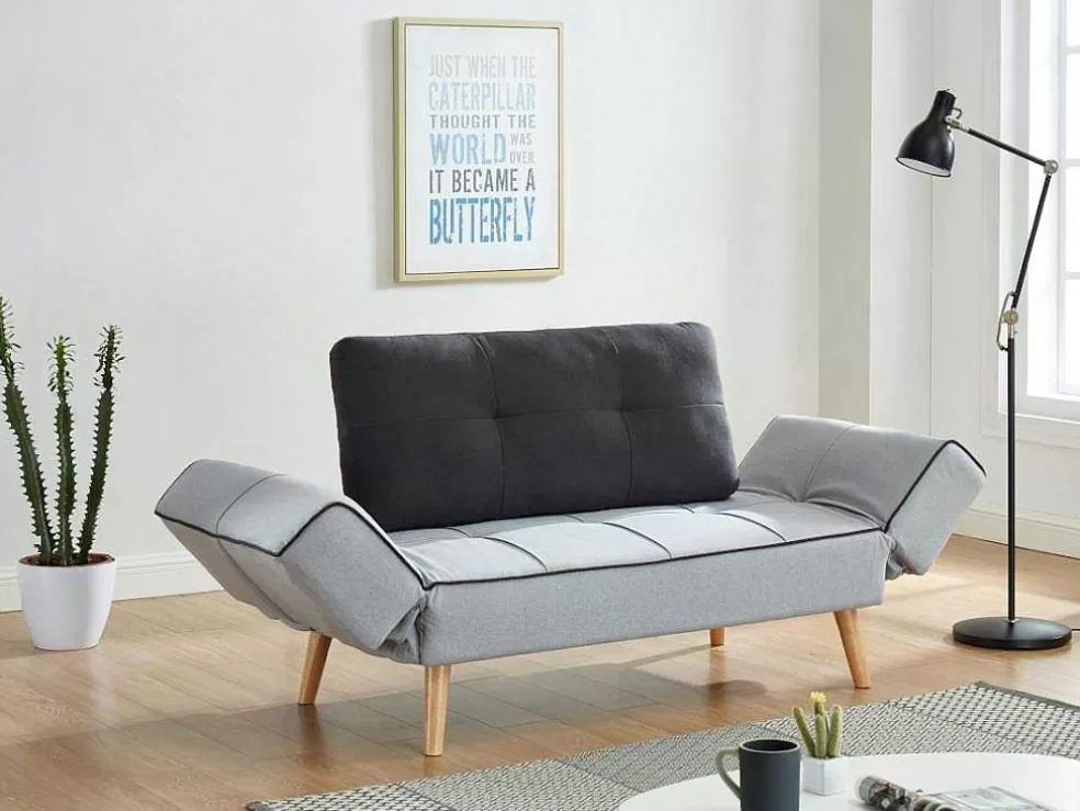 Vente-unique Sofá Cama Clic Clac Em Tecido Cor Cinza Claro E Antracite - Ebaty Ii* Sofá Cama Clic-Clac E Dobravel