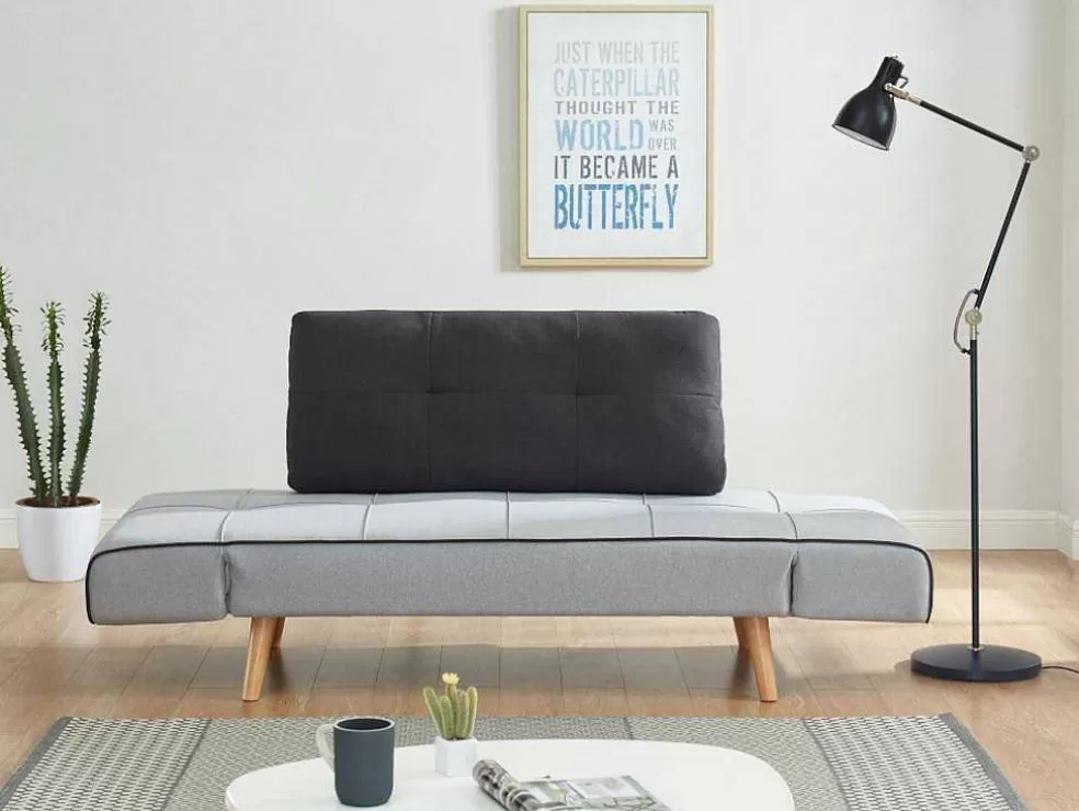 Vente-unique Sofá Cama Clic Clac Em Tecido Cor Cinza Claro E Antracite - Ebaty Ii* Sofá Cama Clic-Clac E Dobravel