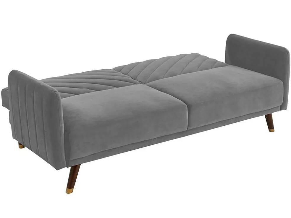 Vente-unique Sofá Cama De 3 Lugares Convertivel Em Cama Em Veludo Cinzento Claro - Joris* Sofá Cama Clic-Clac E Dobravel