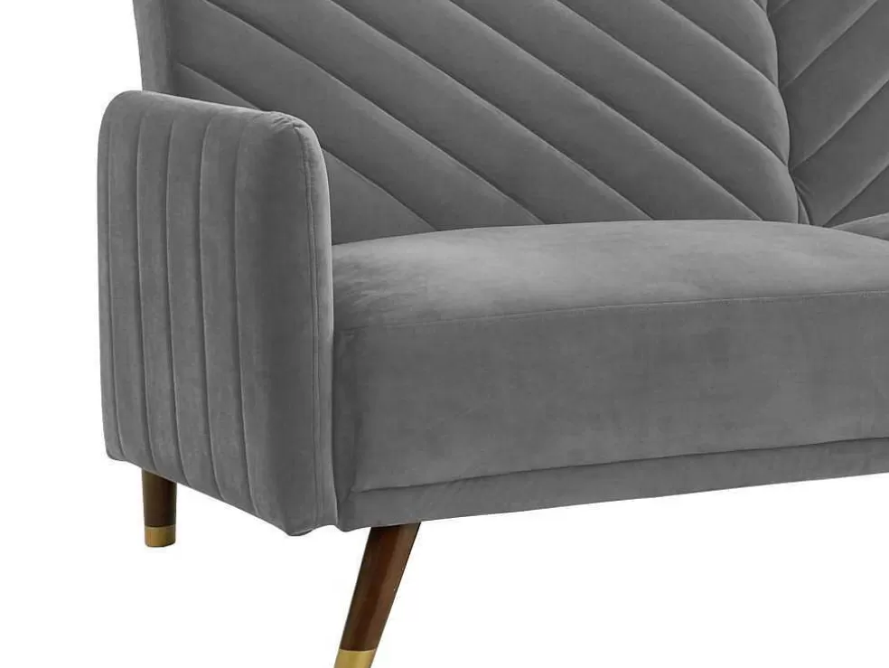 Vente-unique Sofá Cama De 3 Lugares Convertivel Em Cama Em Veludo Cinzento Claro - Joris* Sofá Cama Clic-Clac E Dobravel