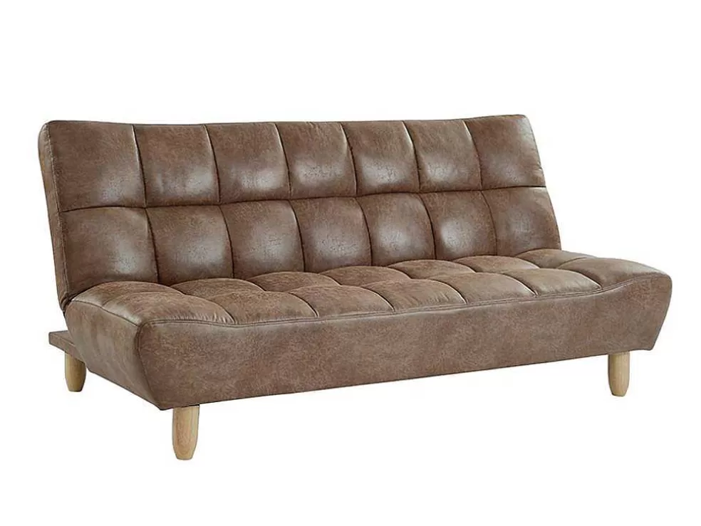 Vente-unique Sofá Cama Modular Em Microfibra Efeito Envelhecido Castanho Vintage - Esteban* Sofá Cama Clic-Clac E Dobravel