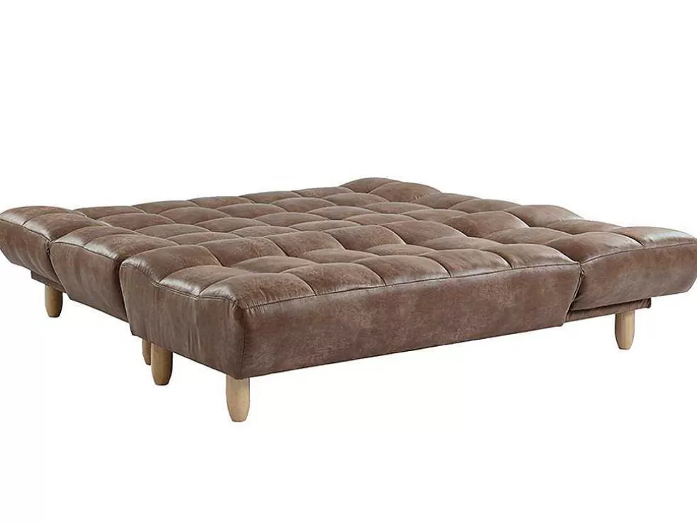 Vente-unique Sofá Cama Modular Em Microfibra Efeito Envelhecido Castanho Vintage - Esteban* Sofá Cama Clic-Clac E Dobravel