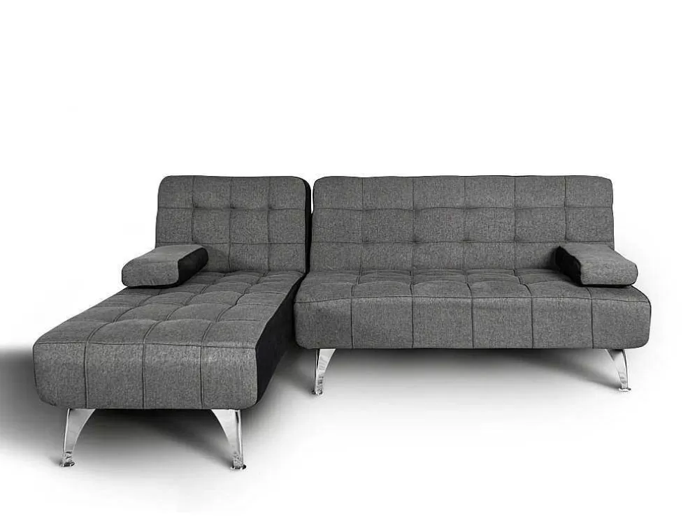 Saldosystocks Sofá Chaise Longue Aroa-Xs, Tecido Conversivel De 3 Lugares Em Camacolor Cinza/Escuro, 198X150Cm* Sofá Cama Clic-Clac E Dobravel