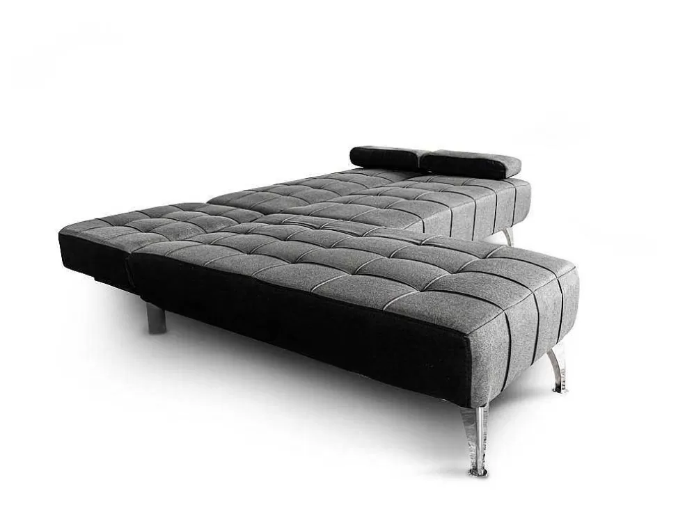 Saldosystocks Sofá Chaise Longue Aroa-Xs, Tecido Conversivel De 3 Lugares Em Camacolor Cinza/Escuro, 198X150Cm* Sofá Cama Clic-Clac E Dobravel