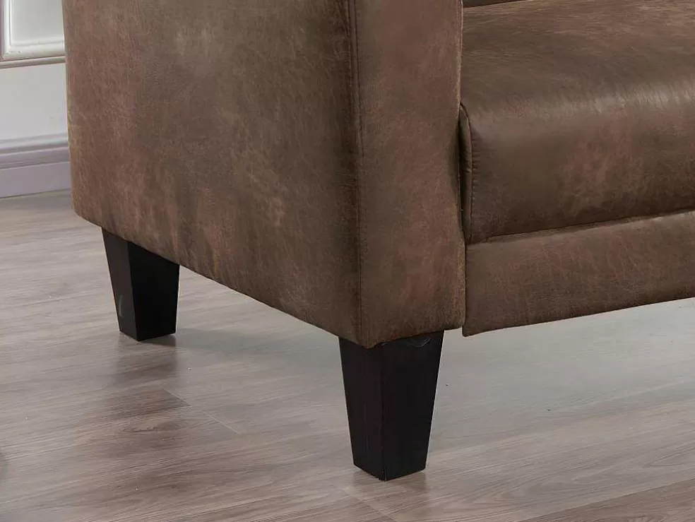 Vente-unique Sofá Club De 3 Lugares Convertivel Em Cama Em Microfibra Imitacao Pele Envelhecida - Inicio* Sofá Cama Clic-Clac E Dobravel
