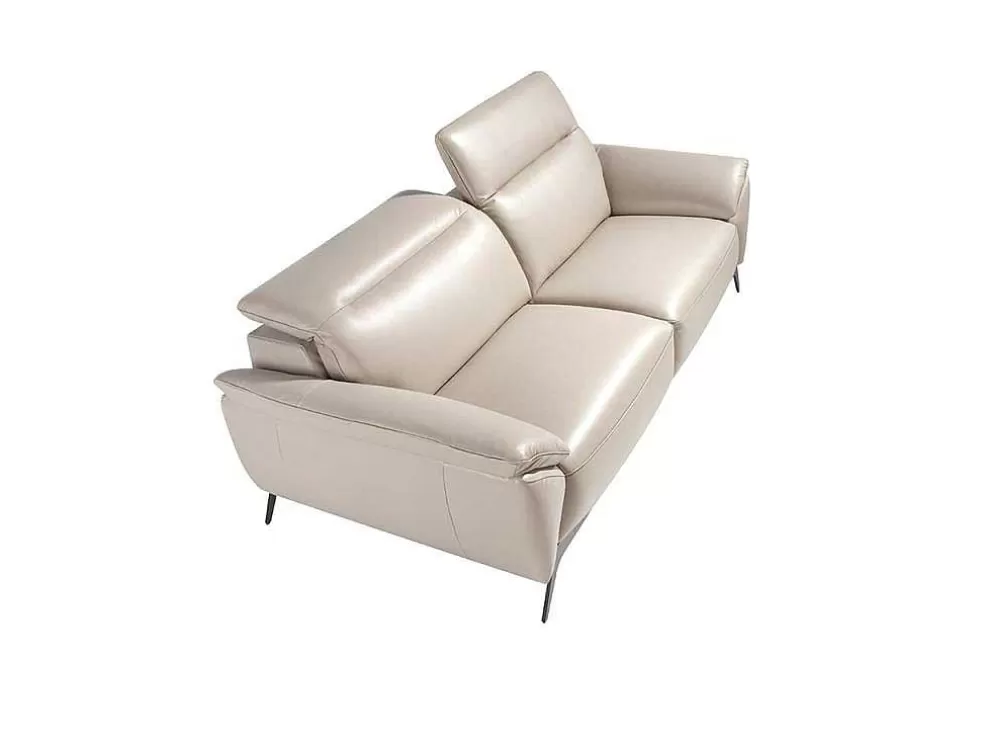 Angel Cerda Sofá De 3 Assentos Estofado Em Couro Taupe Grey Color 6132* Sofá