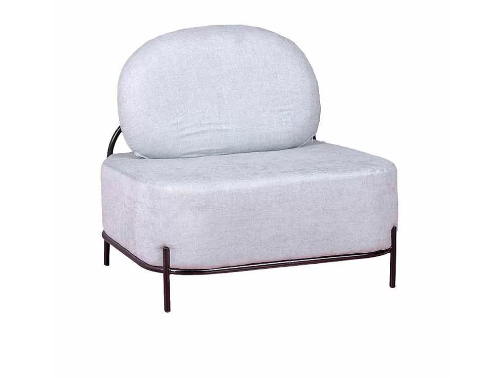 Vente-unique Sofá De 1 Lugar Com Design Minimalista - Clair - Azul* Poltrona Em Tecido
