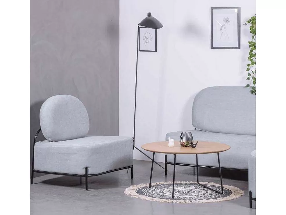 Vente-unique Sofá De 1 Lugar Com Design Minimalista - Clair - Azul* Poltrona Em Tecido