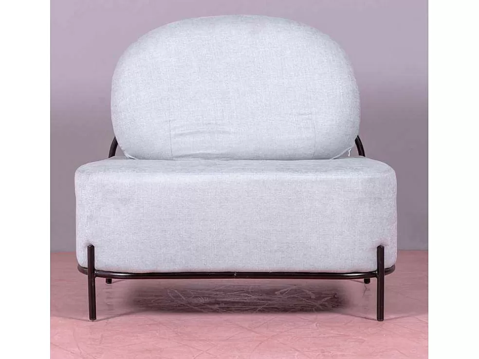 Vente-unique Sofá De 1 Lugar Com Design Minimalista - Clair - Azul* Poltrona Em Tecido