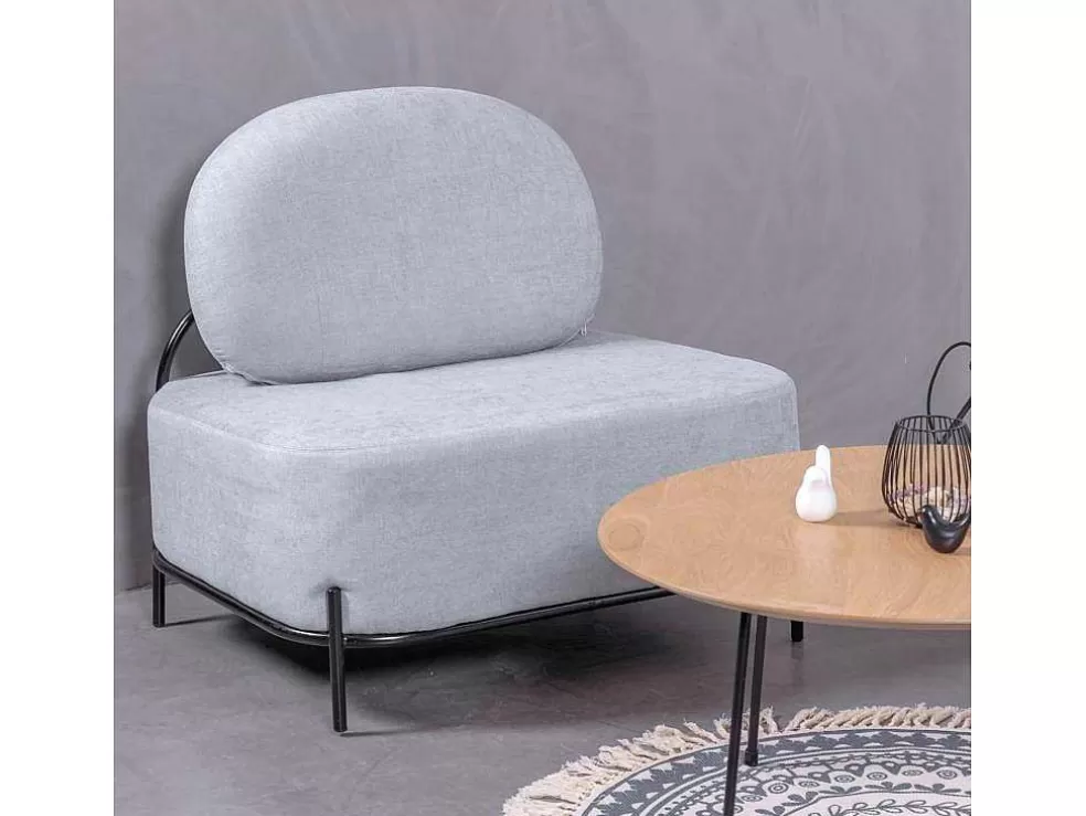 Vente-unique Sofá De 1 Lugar Com Design Minimalista - Clair - Azul* Poltrona Em Tecido