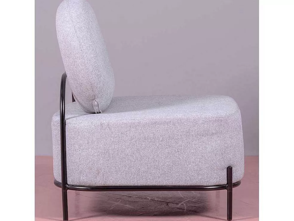Vente-unique Sofá De 1 Lugar Com Design Minimalista - Clair - Cinza* Poltrona Em Tecido