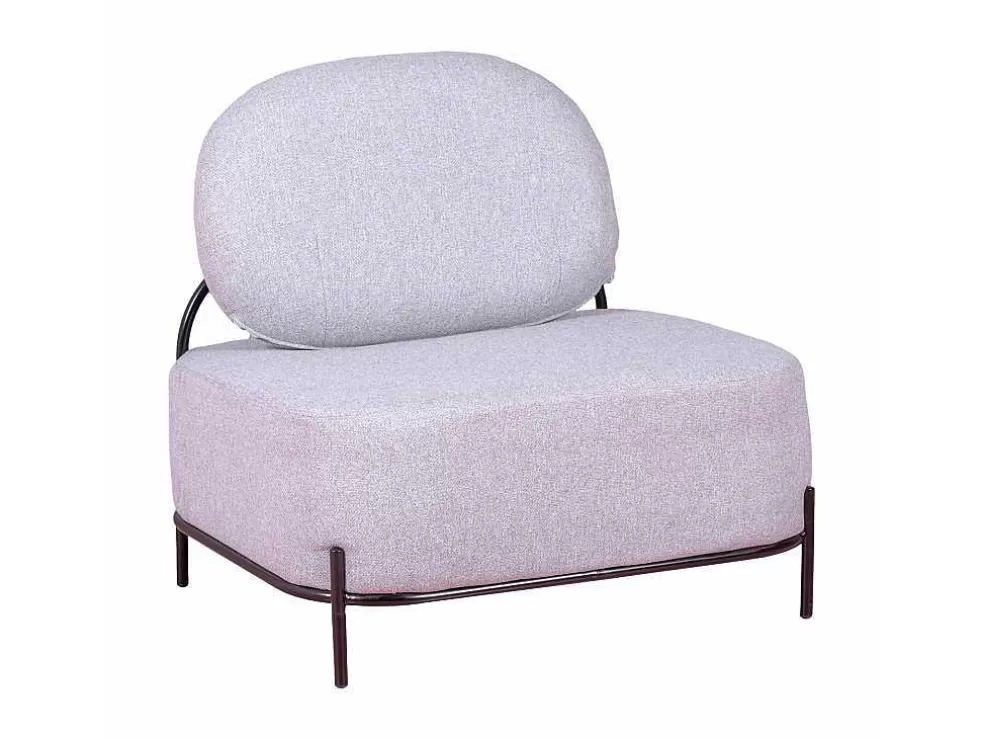 Vente-unique Sofá De 1 Lugar Com Design Minimalista - Clair - Cinza* Poltrona Em Tecido