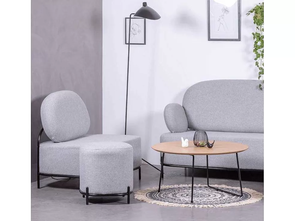 Vente-unique Sofá De 1 Lugar Com Design Minimalista - Clair - Cinza* Poltrona Em Tecido