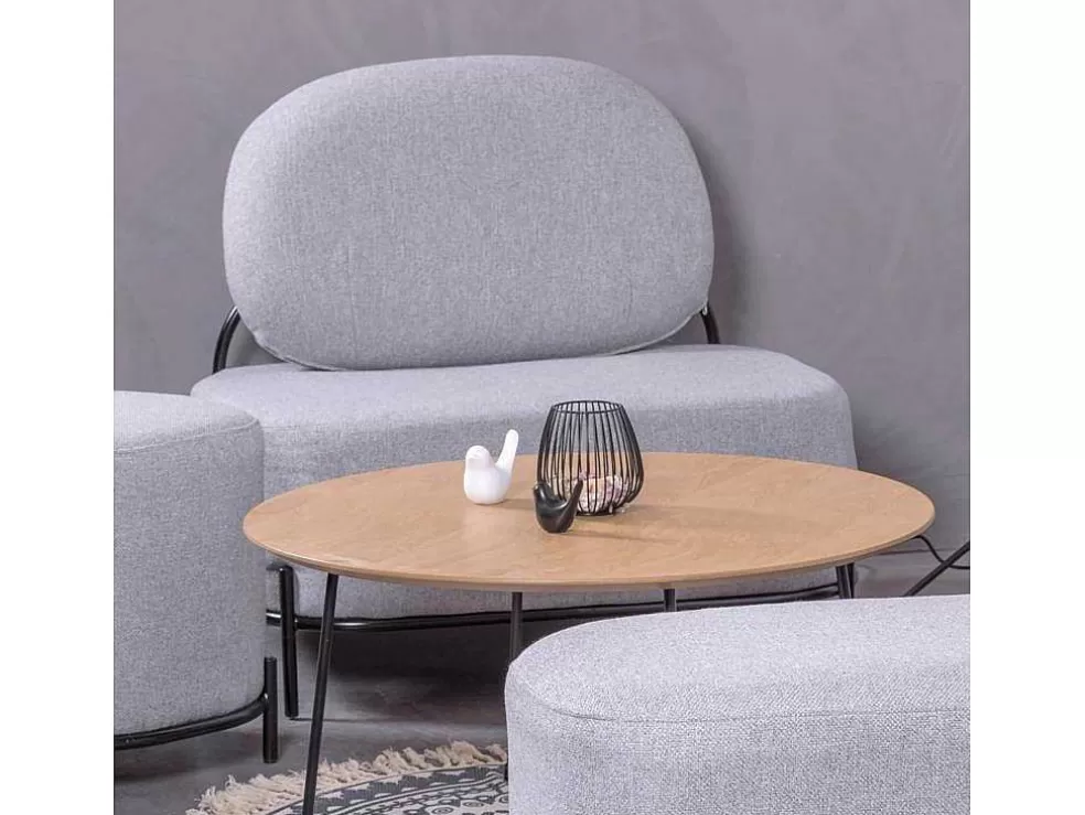 Vente-unique Sofá De 1 Lugar Com Design Minimalista - Clair - Cinza* Poltrona Em Tecido