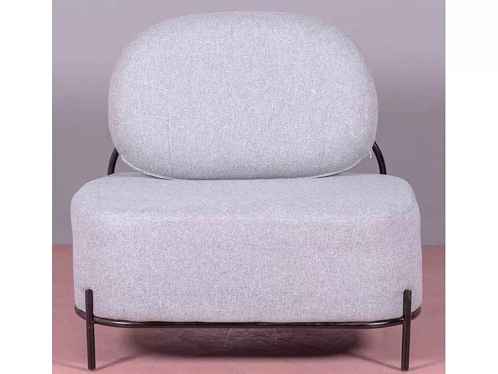 Vente-unique Sofá De 1 Lugar Com Design Minimalista - Clair - Cinza* Poltrona Em Tecido
