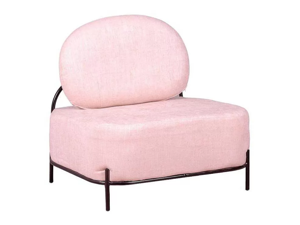 Vente-unique Sofá De 1 Lugar Com Design Minimalista - Clair - Rosa* Poltrona Em Tecido