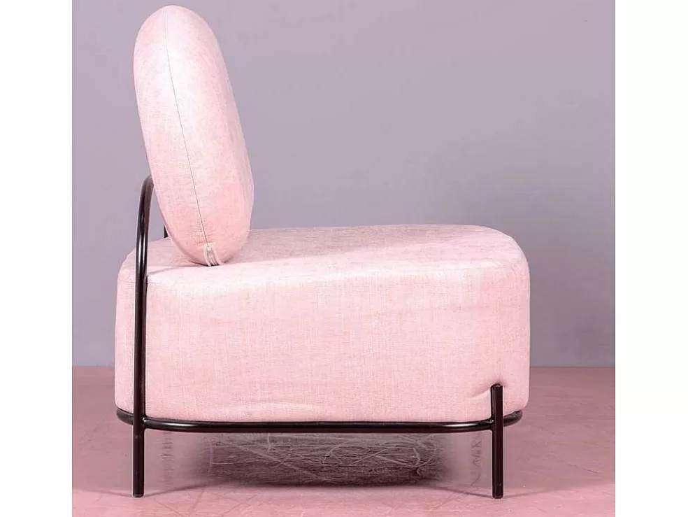 Vente-unique Sofá De 1 Lugar Com Design Minimalista - Clair - Rosa* Poltrona Em Tecido