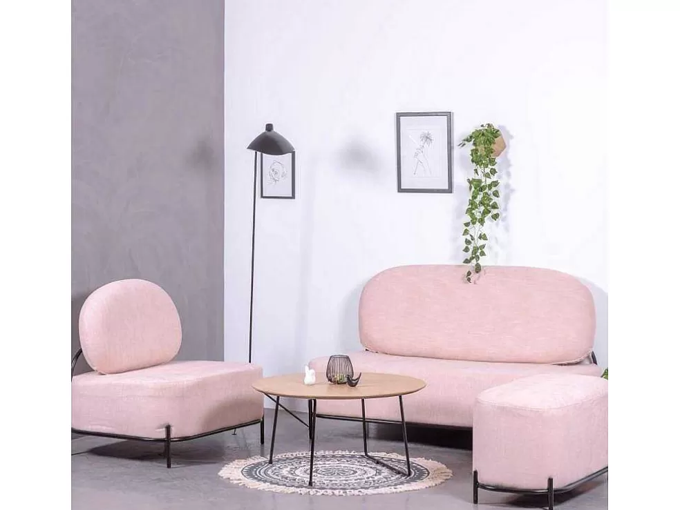 Vente-unique Sofá De 1 Lugar Com Design Minimalista - Clair - Rosa* Poltrona Em Tecido