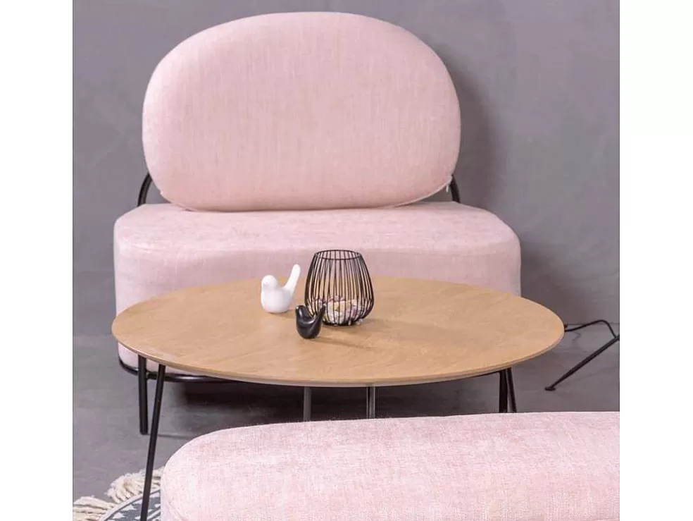Vente-unique Sofá De 1 Lugar Com Design Minimalista - Clair - Rosa* Poltrona Em Tecido