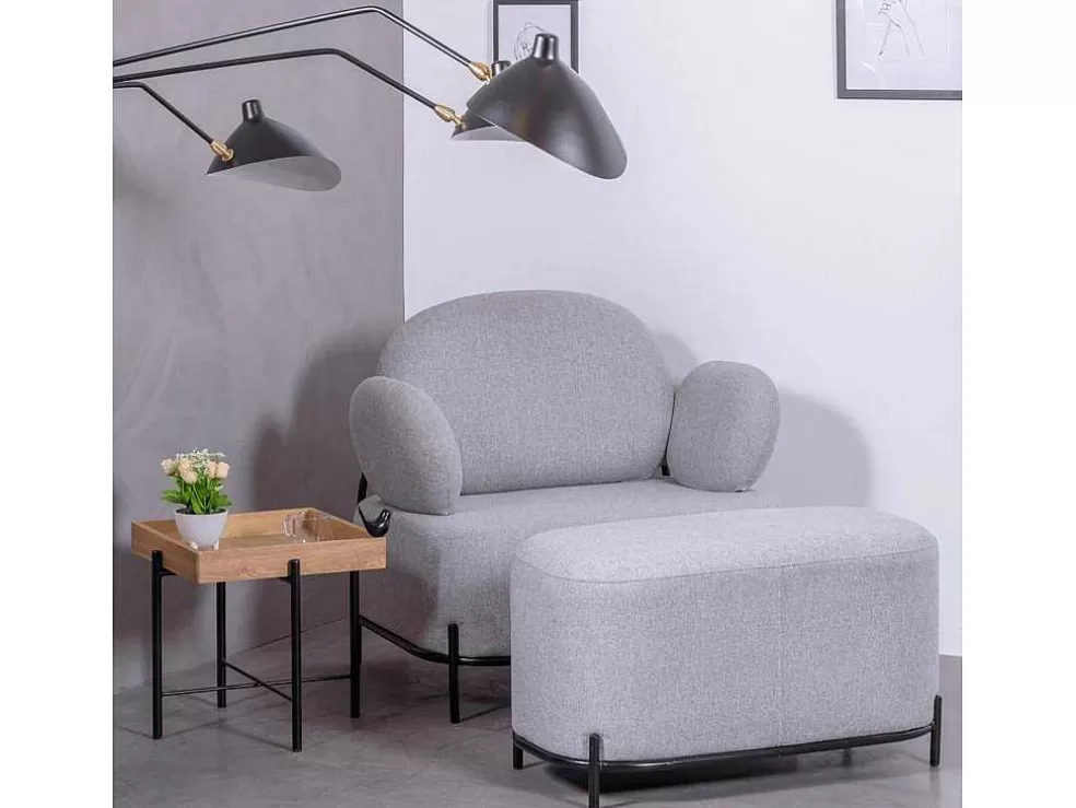 Vente-unique Sofá De 1 Lugar De Design Minimalista Com Bracos - Clair - Cinza* Poltrona Em Tecido