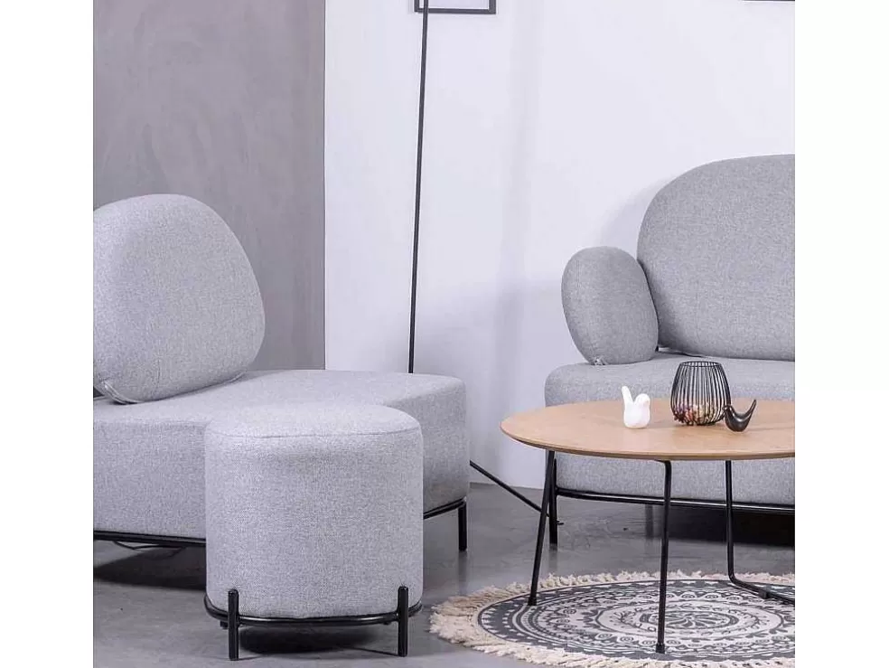 Vente-unique Sofá De 1 Lugar De Design Minimalista Com Bracos - Clair - Cinza* Poltrona Em Tecido