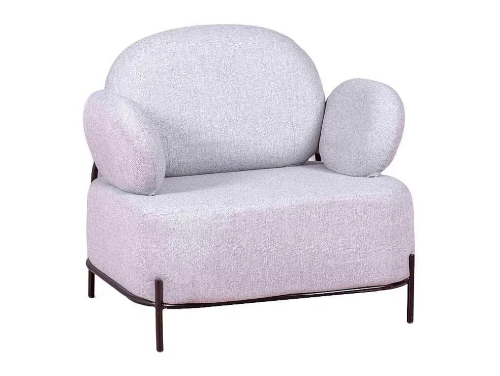 Vente-unique Sofá De 1 Lugar De Design Minimalista Com Bracos - Clair - Cinza* Poltrona Em Tecido