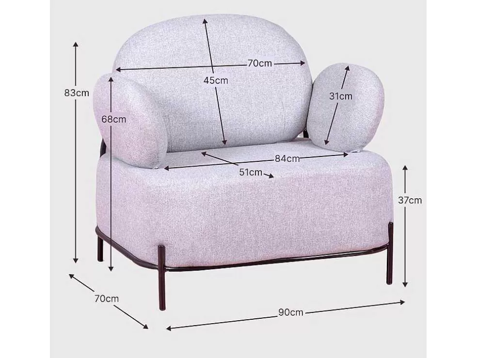 Vente-unique Sofá De 1 Lugar De Design Minimalista Com Bracos - Clair - Cinza* Poltrona Em Tecido