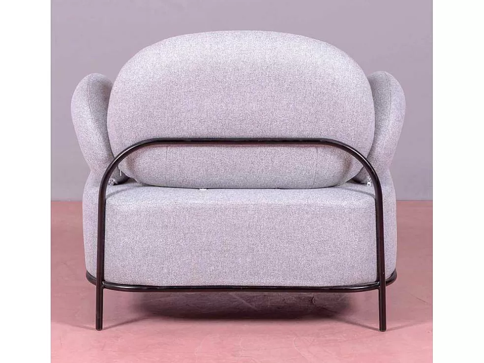 Vente-unique Sofá De 1 Lugar De Design Minimalista Com Bracos - Clair - Cinza* Poltrona Em Tecido