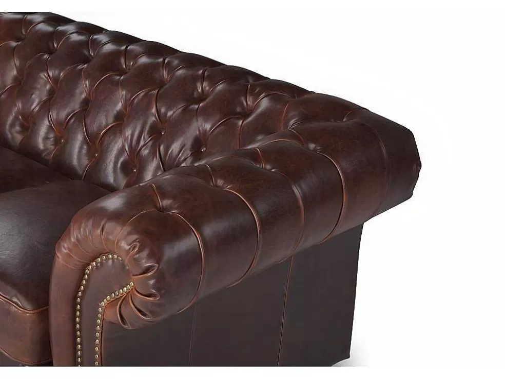 Vente-unique Sofá De 2 Lugares 100% Couro Envelhecido Estilo Chesterfield - Clotaire* Promoções Sofás & Poltronas