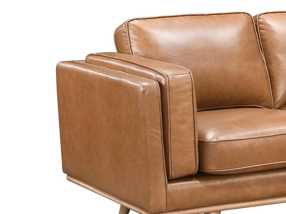 LINEA Sofá Sofá De 3 Lugares 100% Pele De Bufalo Superior Castanho Vintage - Danila* Promoções Sofás & Poltronas