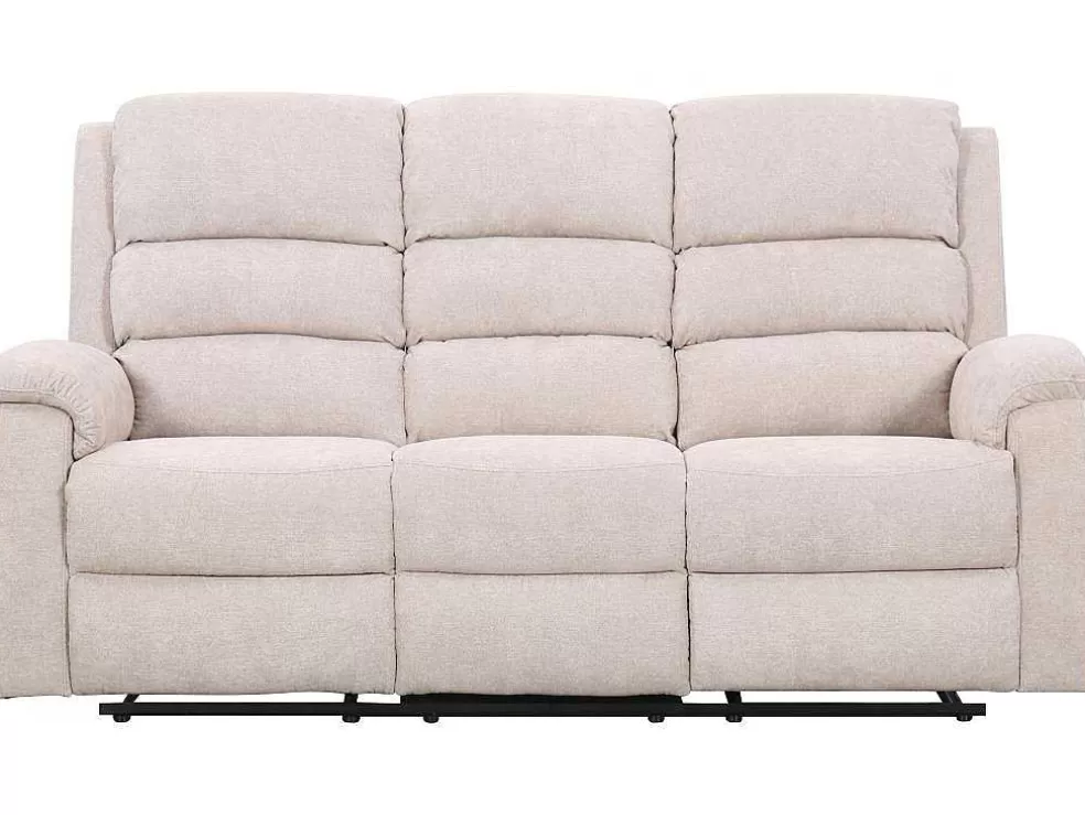 Vente-unique Sofá De 3 Lugares Articulado Eletrico Em Tecido Bege Com Mesinha - Nevers* Sofá De Relaxamento Eletrico